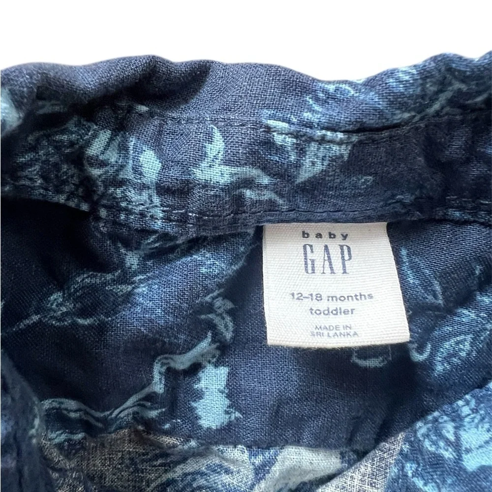 Baby Gap Boys Blue Tropical Button Down Shirt | 12-18M